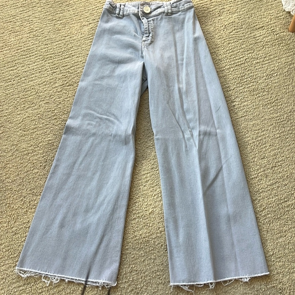 light blue wide leg high waisted teen zara jeans